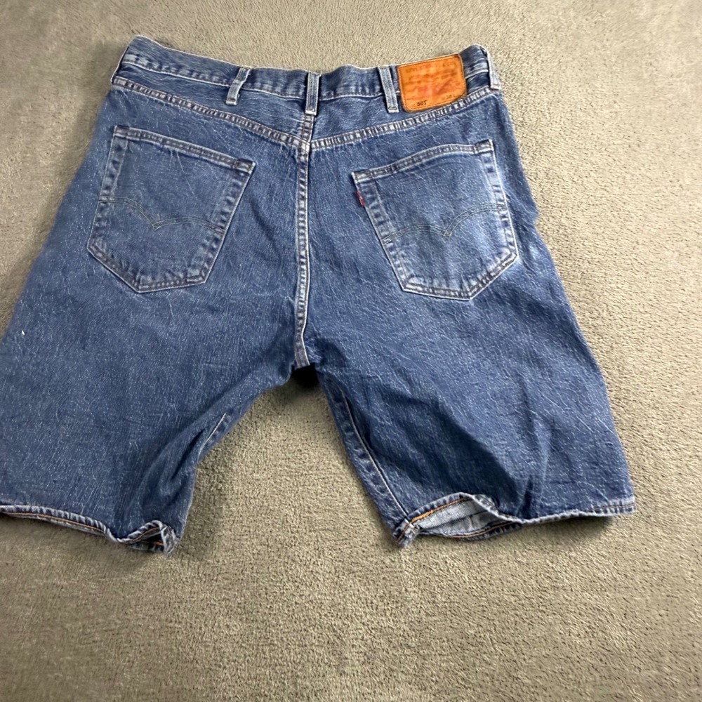 Levis Premium 501 Original Fit Denim Shorts Mens 38 Medium Wash Blue Button Fly